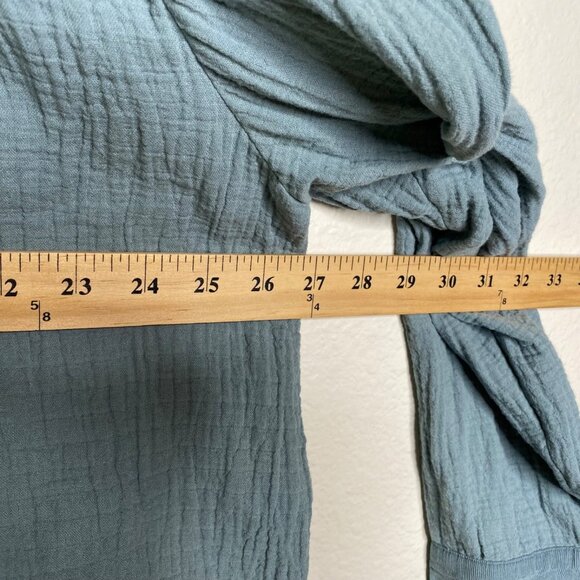 J. Jill Top Women's Textured Cotton Gauze Long Sleeves Coastal Blue Size 3X - Picture 10 of 11